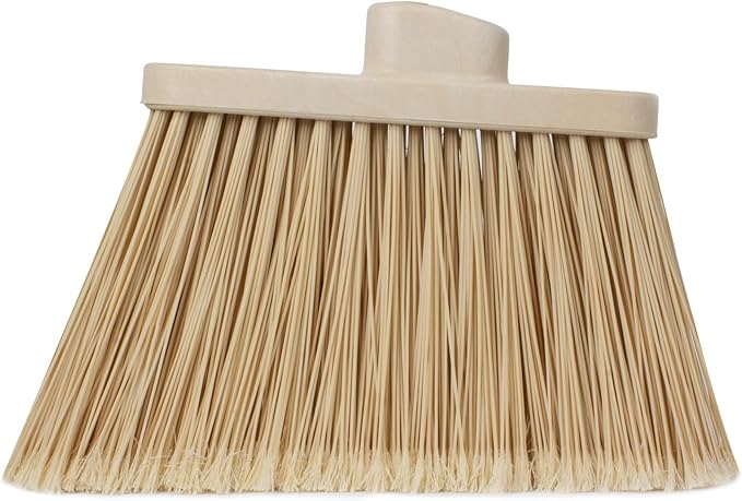 SPARTA Plastic Broom Head, Angled, Flagged for Small Debris Indoor, Outdoor, Home, Restaurant, Lobby, Office, 12 Inches, Tan, (Pack of 12)