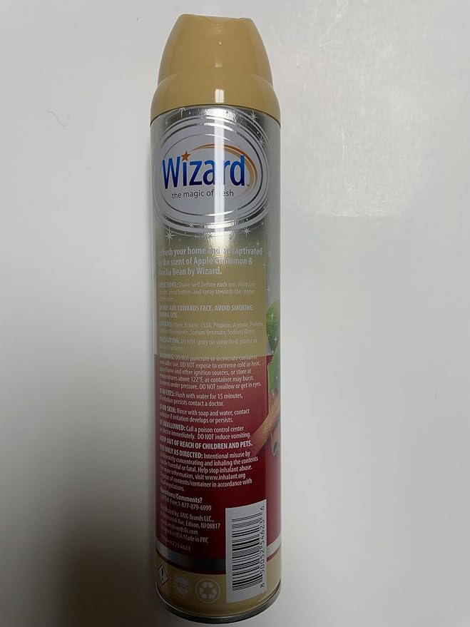 Wizard The Magic of Fresh | Odor Neutralizer & Air Freshener - 10 Oz. Apple cinnamon/vanilla bean.(Pack of 4) (Packaging May Vary)