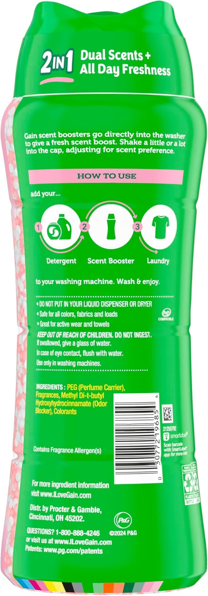 Gain Tango 2-in-1 Laundry Scent Booster Beads, Strawberry and Shea Scent, 21.1 oz, Laundry Beads with Dual Scents Plus All Day Freshness (Pack of 4)