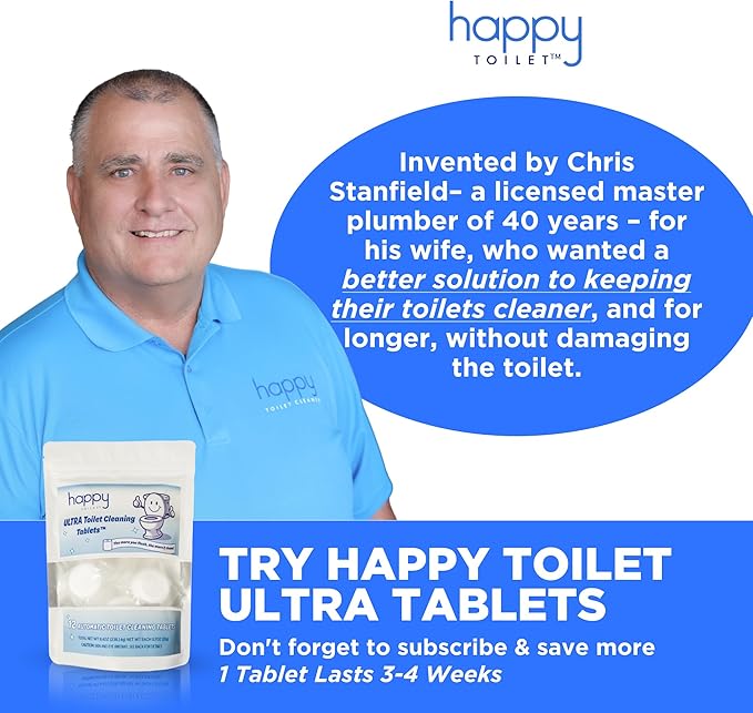 Happy Toilet Cleaner Deuce - Compatible w Kohler Toilets & Canister Flushing Systems - Automatic Toilet Bowl Cleaner - Easy to Install Toilet Tablet Holder, Self-Cleaning Toilet System