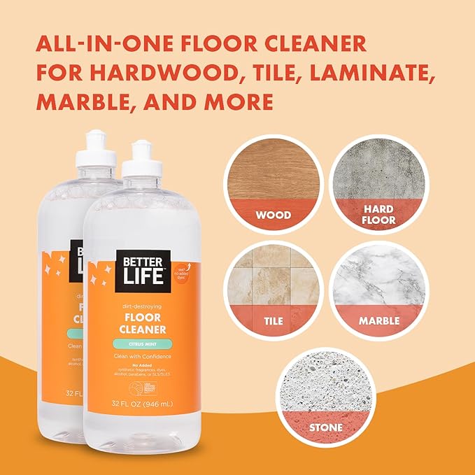 Better Life Toilet Bowl Cleaner 24 Oz Pack of 2 + Floor Cleaner Citrus Mint 32 Oz Pack of 1