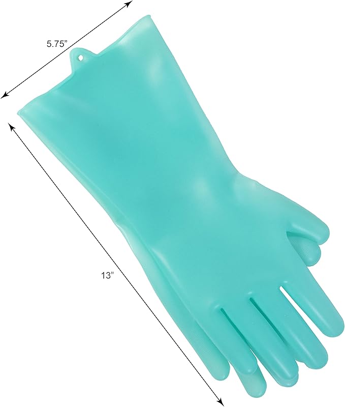 Scrubbing Gloves Heat Resistant Kitchen Scrubbers, One Size, Teal