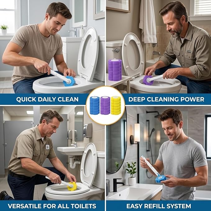 36PCS 2.28inch Disposable Toilet Bowl Cleaner Wand Refills, Toilet Wand, Hygienic Cleaning System for Modern Bathrooms, Easy to Use and Dispose
