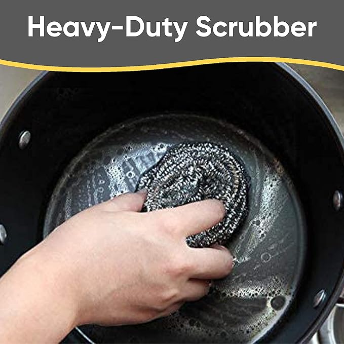 Superio Stainless Steel Scourers Steel Wool Scrubber Pad Used for Dishes, Pots, Pans, Grill, Stoves, and Ovens, Easy scouring for Tough Kitchen Cleaning (12)