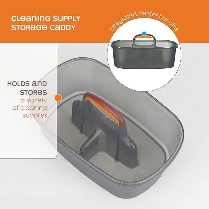 Casabella Plastic Cleaning Storage Caddy Bundle with Handles (1.5 Gallon and 1.85 Gallon)