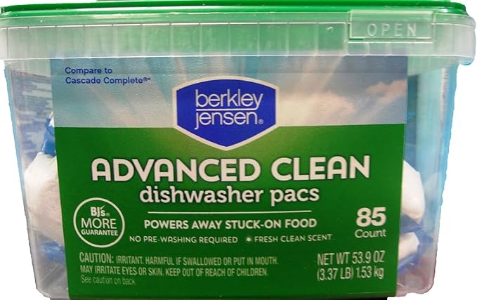 Berkley & Jensen Advanced Clean Dishwasher Packs, Fresh Clean Scent, 85 Count