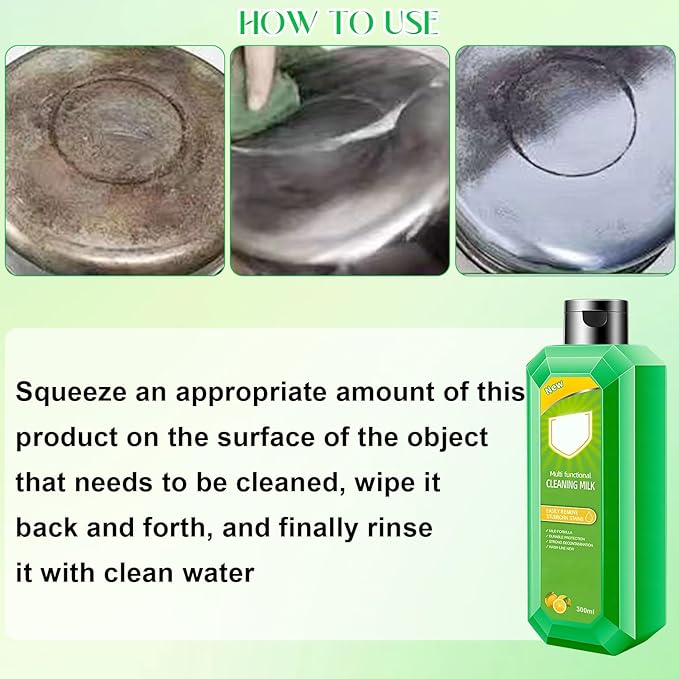Cleaning Milk House Cleaner,Powerful Multifunctional Concentrated Cleansing Lotion,Effective Cleaning Milk for Household Kitchen to Heavy Oil Stains,Multi-purpose Oils Stain Cleaner(300ml/10.6oz)