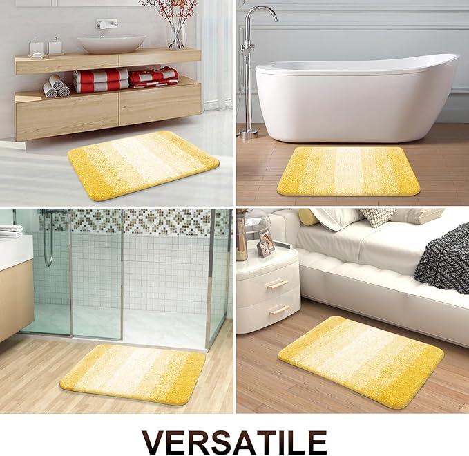 OLANLY Large Bathroom Rugs Mat 40x24, Extra Soft Absorbent Microfiber Bath Rugs, Rubber Backing, Quick Dry, Machine Washable Bath Mat for Bathroom Floor, Tub and Shower, Home Decor Accessories, Yellow