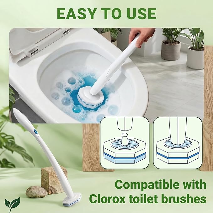 50PCS Toilet Bowl Cleaner Refills, Disposable Wand Refills Compatible with Most Systems, Scrubber Refill Heads for Bathroom Cleaning