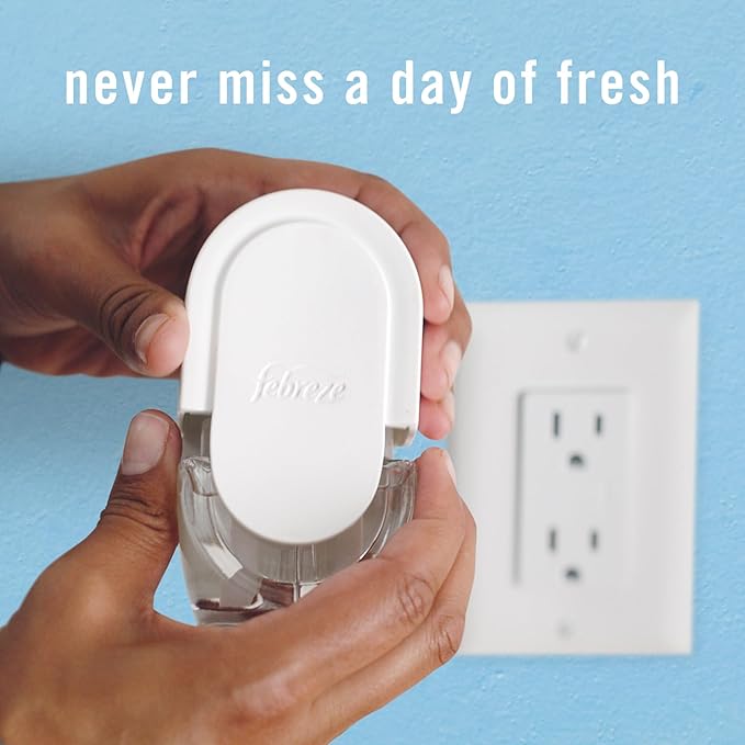 Febreze Odor-Fighting Fade Defy PLUG Air Freshener, Southern Lilac Mornings, Sweet Watermelon Vine, Pack of 4 (2 of Each), .79 fl. oz. Oil Refill