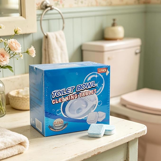 Toilet Bowl Cleaner Tablets, Toilet Tank Cleaning Formulas, Fresh Scent with Continuous Deep Cleaning System, Lightweight Hard Water and Limescale Treatmentz for Bathroom Use