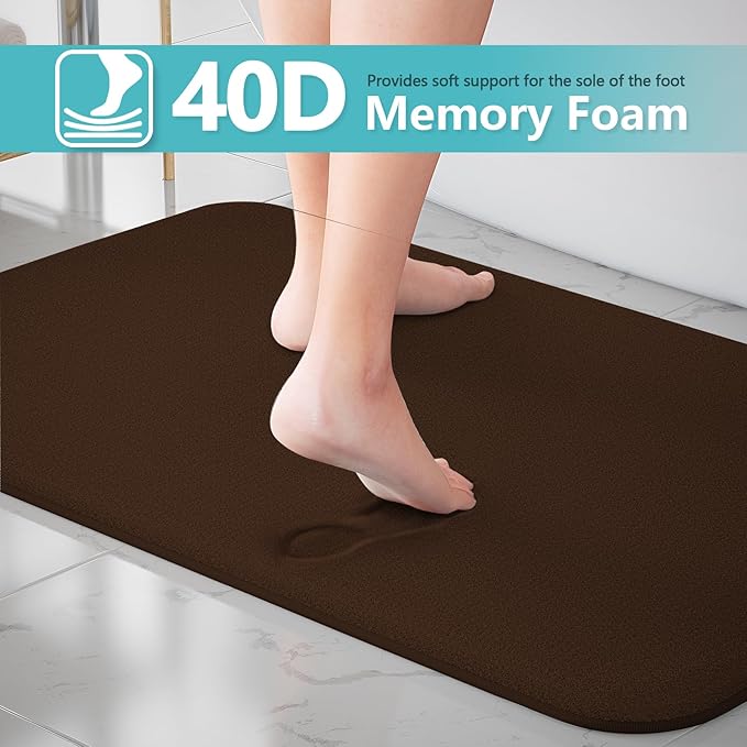 RUN HELIX Bathroom Rugs Sets 3 Piece, Soft Absorbent Memory Foam Bath Mats Set, Dry Fast Bath Mat, Machine Washable Bath Rug Set for Bathroom (Chocolate)