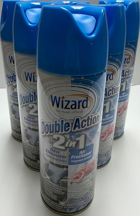 Wizard Double Action Smoke Odor Neutralizer & Air Freshener, Eliminates Smoke Smell & Odors, Freshens Air, Long-Lasting Scent; 6-Pack of 12oz Sprays clean linen (pack of 6)