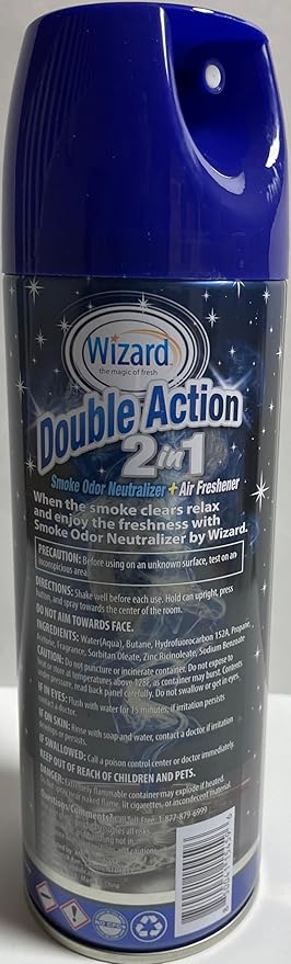 Wizard Double Action Smoke Odor Neutralizer & Air Freshener, Eliminates Smoke Smell & Odors, Freshens Air, Long-Lasting Scent; 3-Pack of 12oz Sprays fresh breeze