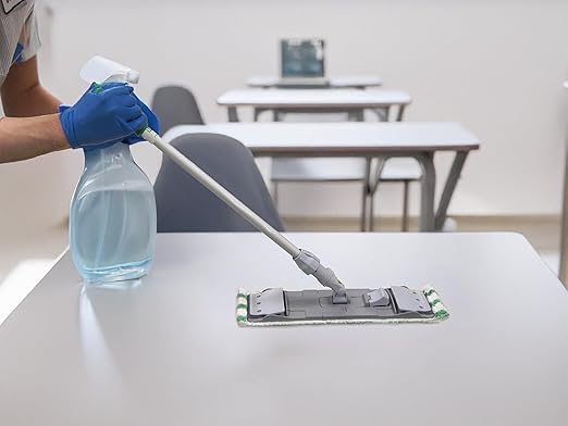 Unger Commercial Desk and Table Cleaning Kit - Dual-Compartment Bucket with Flat Mop System for Offices Schools & Facilities, Efficient Surface Cleaning System - CK047