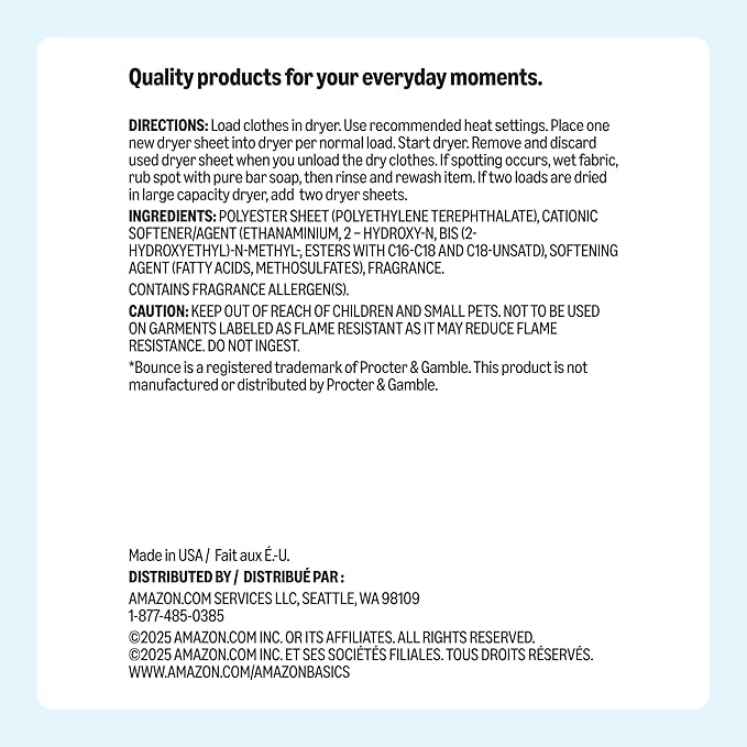 Amazon Basics Dryer Sheets Laundry Fabric Softener, Clean Linen Scent, Reduces Static, Fights Wrinkles, Softens Clothes, 160 Count