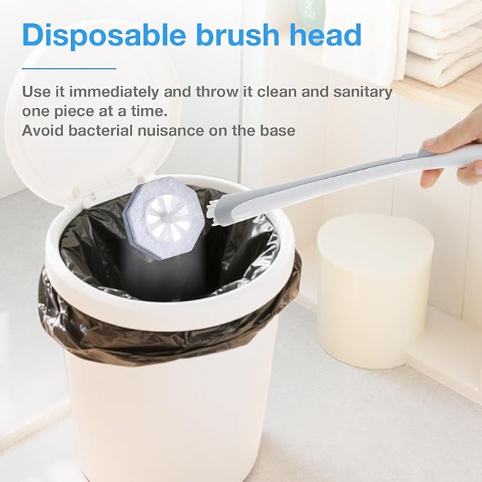 30 Ct Disposable Toilet Wand Refills, Toilet Bowl Cleaner Scrubbing Pads, Unscented Preloaded Refills, Compatible with Most Wand Handles