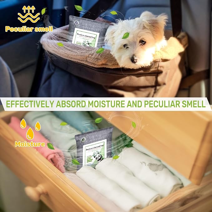 Activated Charcoal Odor Absorber for Strong Odor, Basement, Cars, Closets, Shoes, Smoke. 16 Pack Bamboo Charcoal Air Purifying Bags Deodorizer Odor Eliminator for Home