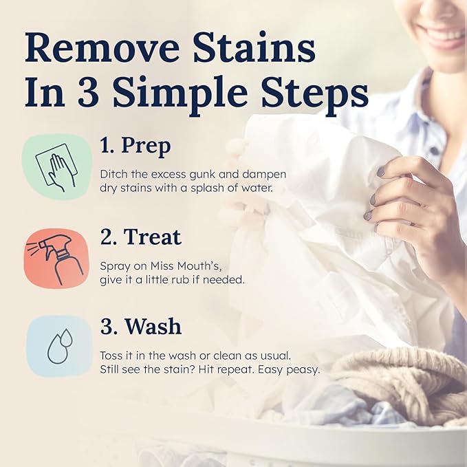 Miss Mouth's Messy Eater Stain Treater - 4oz 2-Pack & 16oz Spray Bottle - Laundry Spot Cleaner for Clothes, Carpet & Upholstery - Baby Stain Remover