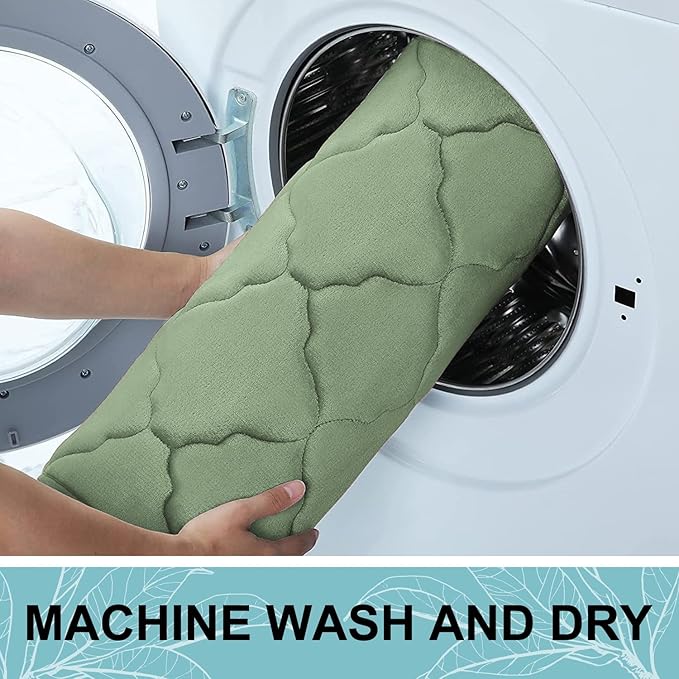 OLANLY Memory Foam Bath Mat Rug 36x24, Ultra Soft and Absorbent Bathroom Rugs, Non-Slip, Comfortable, Machine Washable Bath Carpet for Bathroom Floor, Tub Shower and Home Decor Accessories, Sage Green