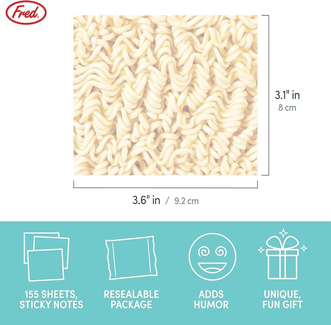 Genuine Fred Ramen Notes Ramen Noodle Sticky Note Pad, 155 Sheets, 3.5 x 3 - Fun Gift for The Office, Graduation, Back to School - Great Stocking Stuffer and Gift for Coworkers & College Students