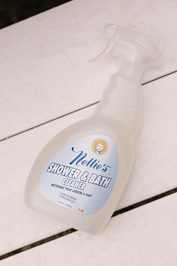 Nellie's All-Natural Shower and Bath Cleaner - Plant-Based Formula - Removes Soap Scum & Grime - Refreshing Lemongrass Scent - No Harsh Chemicals - Easy Daily or Deep Cleaning Solution