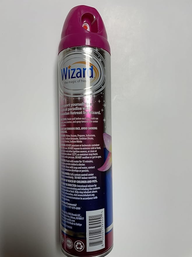 Wizard The Magic of Fresh | Odor Neutralizer & Air Freshener - 10 Oz. Hawaiian retreat (Pack of 4) (Packaging May Vary)