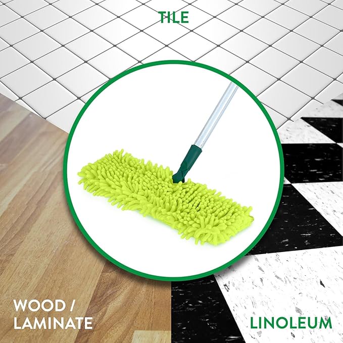 Pine-Sol Microfiber Chenille Mop Refill Compatible with Pine-Sol Dual-Sided Microfiber Mop, Replacement Head for Dry or Wet Use, Machine Washable Double Sided All Surface Cleaning