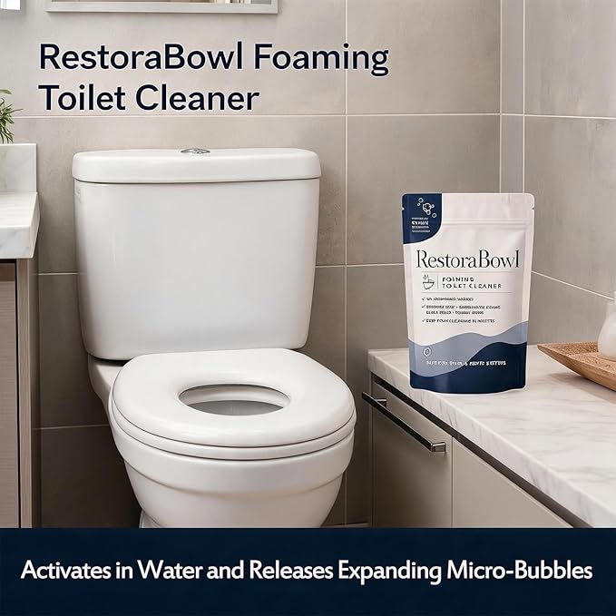 Restorabowl Foaming Toilet Cleaner, Powerful Oxygen-Foam, No Scrubbing, Not Damage the Pipes