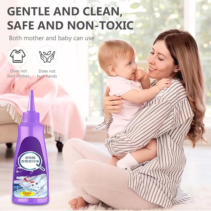 Active Enzyme Laundry Stain Remover for Clothes,Fast Laundry Stain Remover,Active Enzyme Clothing Stain Remover,White Shirt Guardian,Garment Stubborn Stain Cleaner Oil Remover (120ml,2PCS)