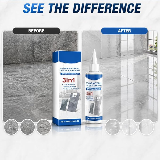 Long-lasting Gloss & Protection Tile Cleaner & Polish — 3in1 Stone Crystallization Coating Agent,Tile Cleaner and Polish for Bathroom, Kitchen, Ceramic Tiles, Protective & Polishing (2PCS)