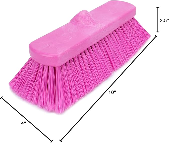 SPARTA 41278EC26 Flo-Thru Plastic Wall Scrub Brush, Equipment Brush With Soft Nylex Bristles For Industrial Kitchens, Hospitals, Commercial Cleaning, 4 Inches, Pink, (Pack of 12)