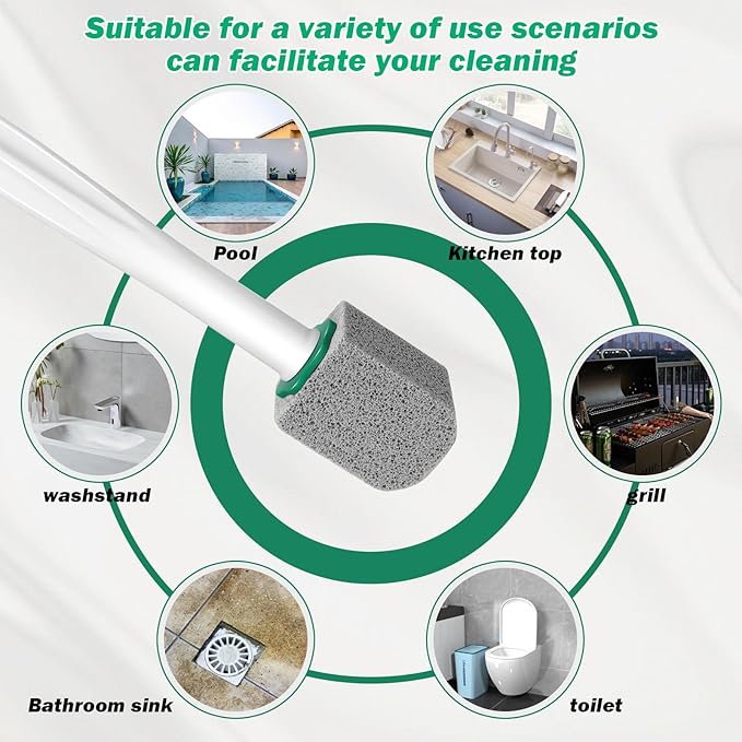 24 PCS Long Handle Pumice Stone with Cleaner Toilet Pumice Stone for Toilet Bowl Cleaning, Powerfully Away Limescale Stain,Hard Water Ring, Cleaning Block for Pool Bathtubs Sink Gril (24)