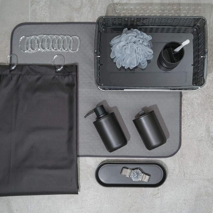iDesign - 29567 Cade Bowl Brush and Holder, Toilet Cleaning Set for Bathroom, Matte Black 2 Each