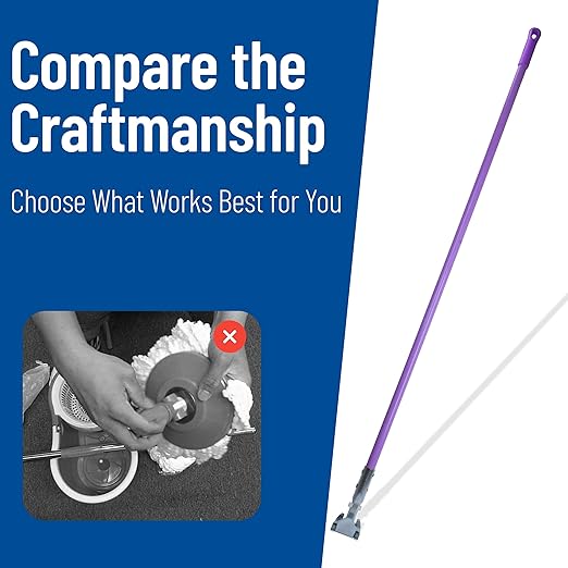 SPARTA Jaw Clamp Dust Mop Handle, Floor Dust Mop Frame Handle, Gripper Holder with Clip-On Connector for Floor Cleaning, Janitorial Supplies, Commercial Use, 60 Inches, Purple