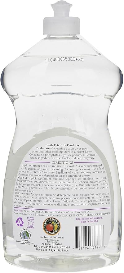 Earth Friendly Products Dishwashing Liquid - 25 oz - Lavender - 2 pk