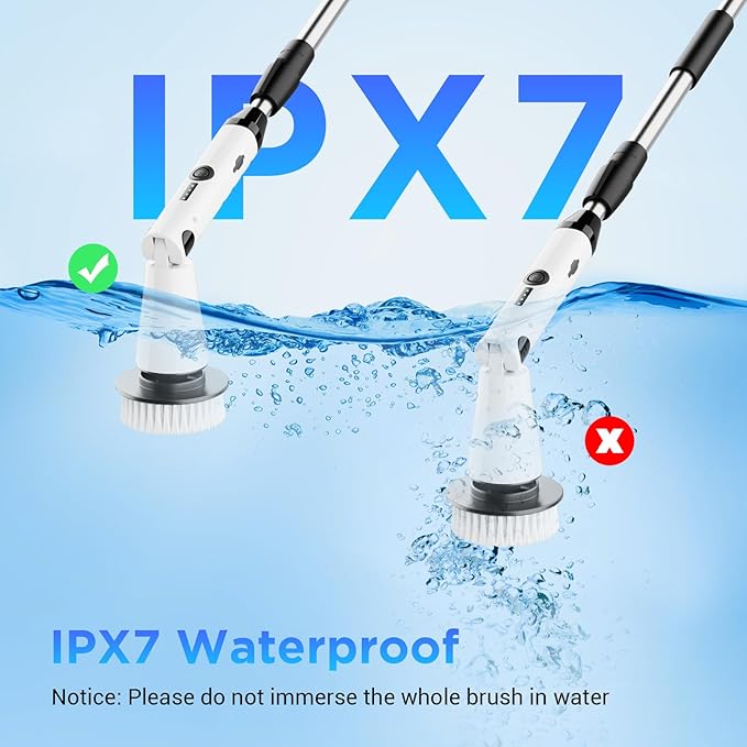 Electric Spin Scrubber, Bathroom Cleaner, Power Shower Cleaning Brush with Extendable Handle & 4 Brush Heads, Shower Scrubber for Bathtub Tile Grout Kitchen Window and Floor