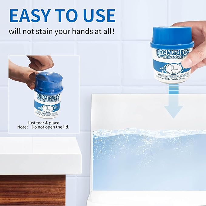 12 Pcs Probiotic Toilet Bowl Cleaner Bottle, Automatic Toilet Tank Cleaner with Enzyme-Powered Stain & Limescale Prevention, Safe for Plumbing & Septic Safe