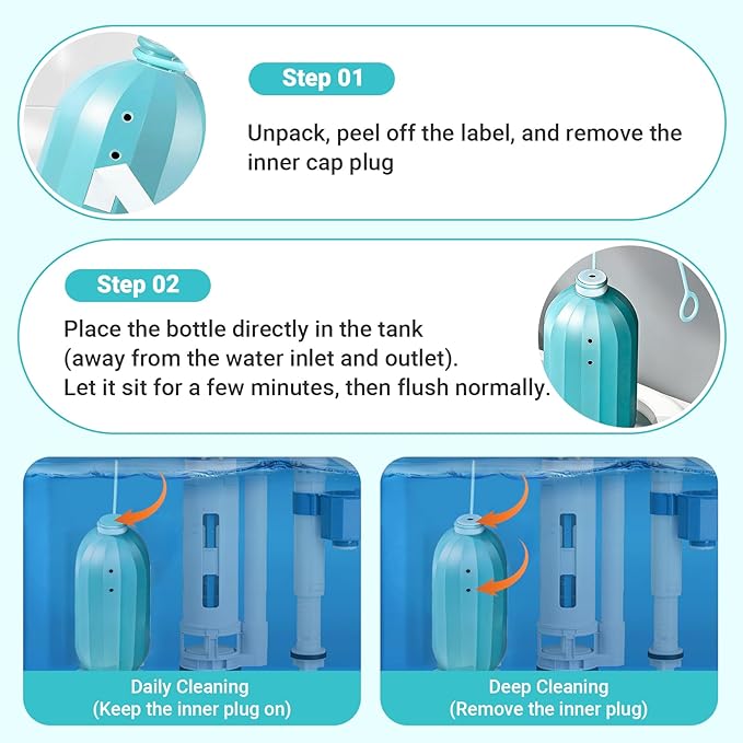 Automatic Toilet Bowl Cleaner, Long-Lasting Toilet Bowl Cleaner Tablets-Toilet Tank Cleaner For Stain Prevention & Odor Removal- Up To 3 Months Each Bottle, 2 Count