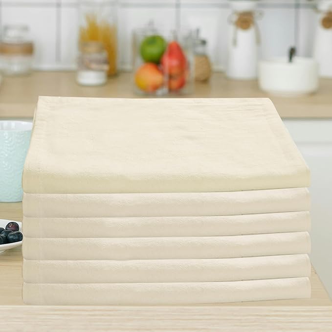 Urban Villa Fall Cloth Napkins Harvest Dobby Stripes Dinner Napkins Set of 12 (20X20 Inches) 100% Cotton Absorbent Durable Washable Reusable Cloth Napkins Ideal for Thanks Giving Parties Everyday Use
