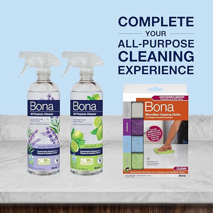 Bona All-Purpose Cleaner - Lime Basil Scent - 24 fl oz - Household Cleaner Cuts Through Tough Grease & Grime - Safe for Household Surfaces