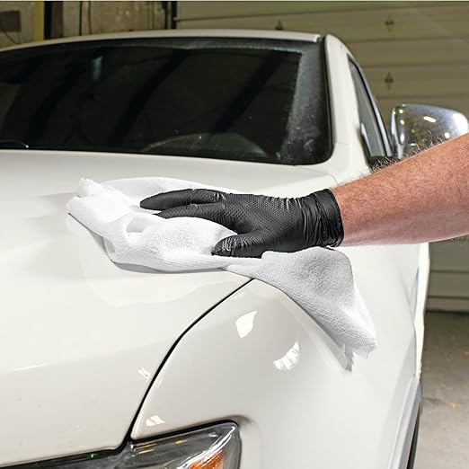 PIG ShopReady Microfiber Wipers| Durable Low-Lint Microfiber Rags | 50 per Box | 18" W x 18" L | White | PM50826-WH