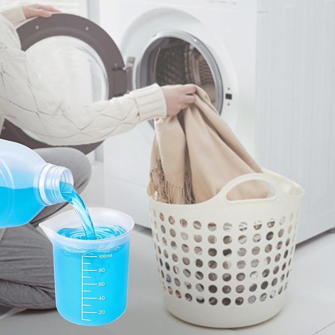 2PCS Silicone Laundry Detergent Cup, Durable Silicone Dispenser Cups, Reusable Laundry Detergent Measuring Cup for Liquid, Flexible Washable Liquid Measuring Cups for Home, Dormitory, Hotel