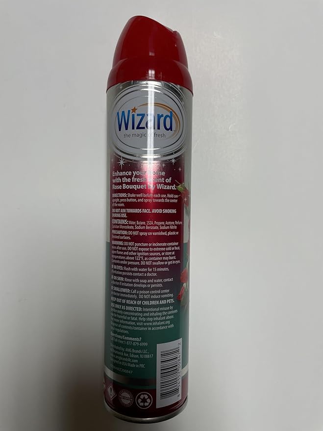 Wizard The Magic of Fresh | Odor Neutralizer & Air Freshener - 10 Oz. Rose bouquet (Pack of 4) (Packaging May Vary)
