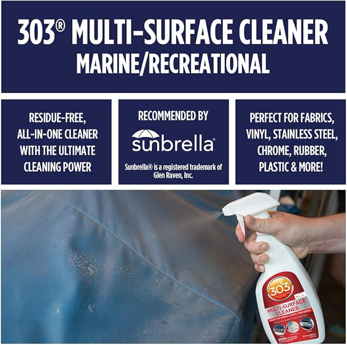 303 Products Marine Multi-Surface Cleaner, Boat Cleaner Spray for Vinyl, Canvas & Upholstery – Removes Dirt & Grime, Sunbrella Recommended, 32 oz (6-Pack)