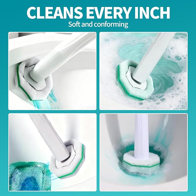 60 Count Toilet Brush Heads, Toilet Wand Refills for Clorox ,Suitable for Most Disposable Toilet Brushes. Features a Convenient snap-on Design. Both Home and Commercial use.No Falling Apart,