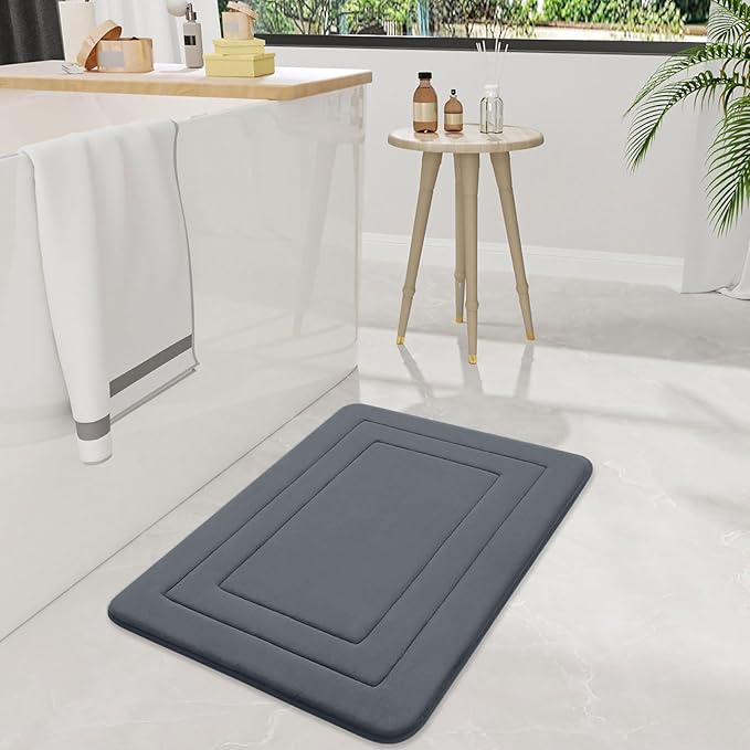 Arotive Memory Foam Bathroom Rug Mat 47x24, Ultra Soft and Absorbent Bath Mat, Machine Wash Dry, Comfortable Bath Rug Carpet for Bathroom Floor, Tub and Shower, Dark Grey