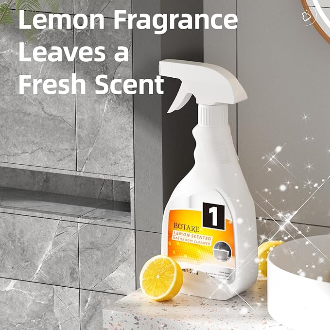 Bathroom Cleaner Spray - Removes Soap Scum, Hard Water Stains - All-Purpose Shower, Tub, Toilet, Tile, Sink and Fixtures Alternative - Fresh Scent, 17.9 oz (1-Bottle Pack with 1 Nozzles)