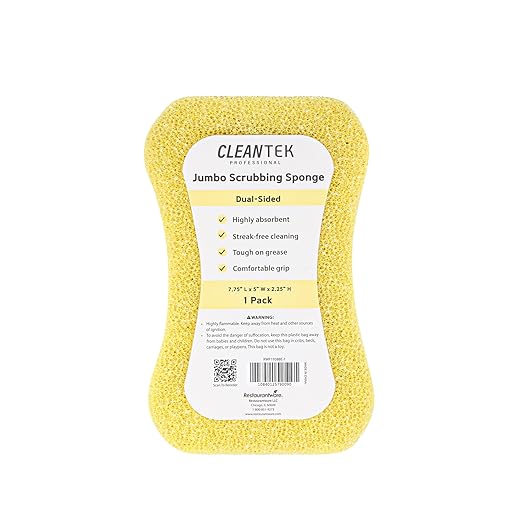 Restaurantware Sponge and Scouring Pad Combo 100 Count 7.7 x 4.9 x 2.1 Inches Plastic Multi-Surface Scrubber Flexible Cleaning Sponge for Commercial Kitchens