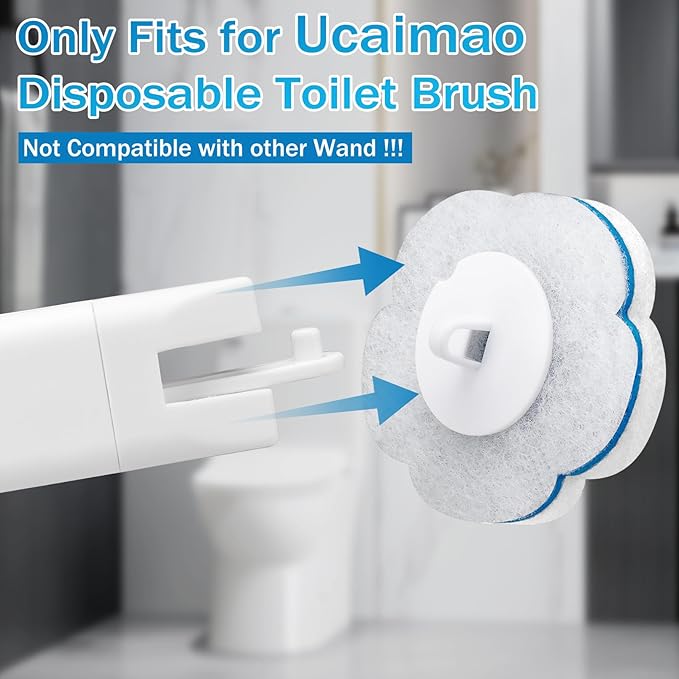 Disposable Toilet Brush and Holder Set with 48 Toilet Cleaner Refills,Toilet Wand Kit with Toilet Brush Refill Pads Disposable Toilet Cleaning System for Toilet Bowl,Bathtub,Bathroom - White